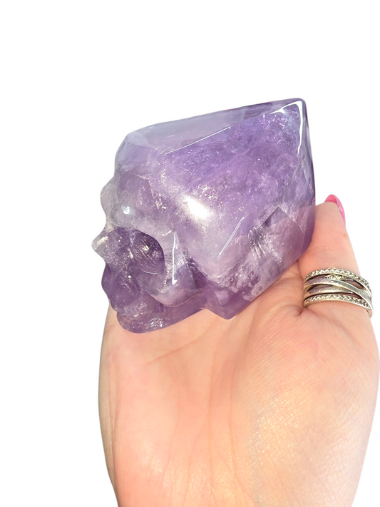 Amethyst skull carving