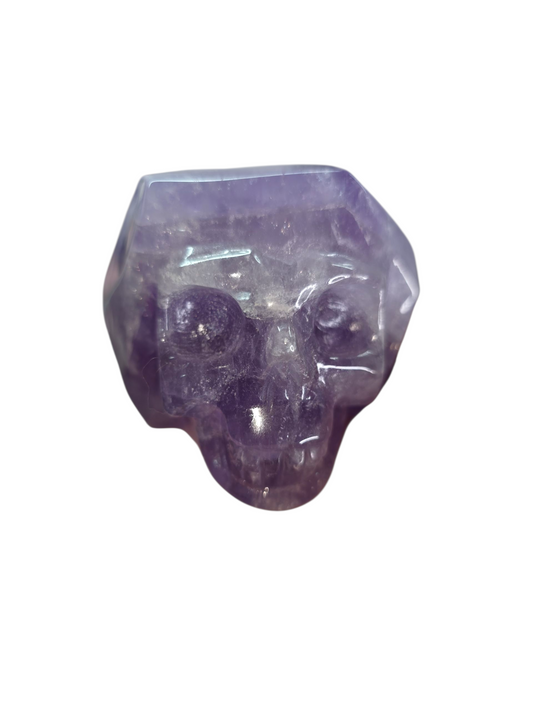 Amethyst skull carving