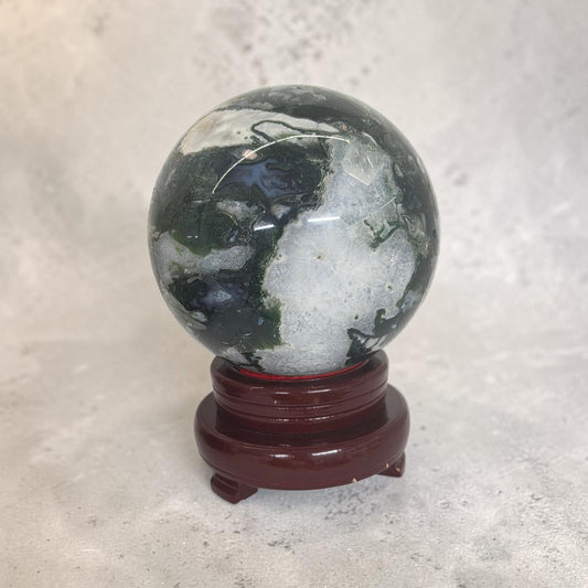 Gorgeous big moss agate sphere over 4kg