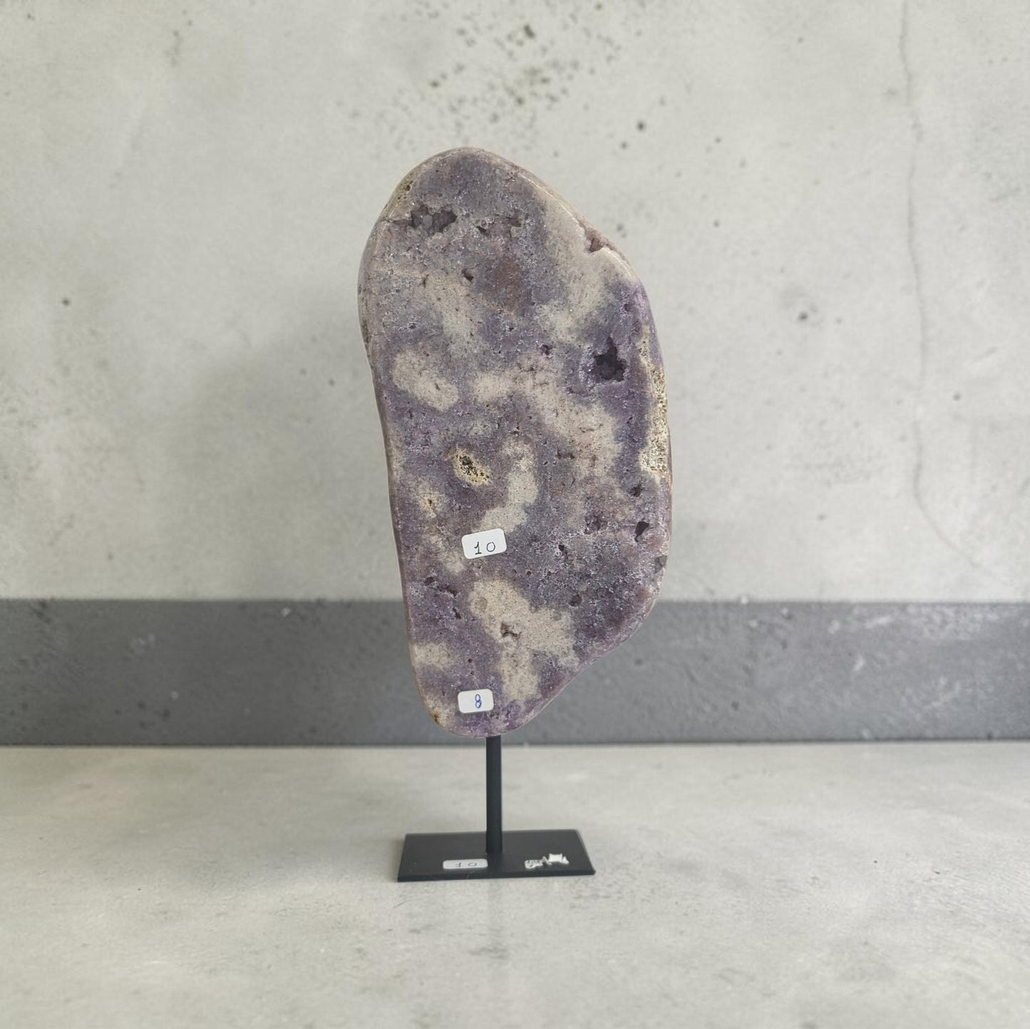 Beautiful pink amethyst druzy freeform on stand