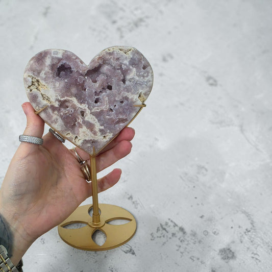 Druzy Brazilian pink amethyst on stand